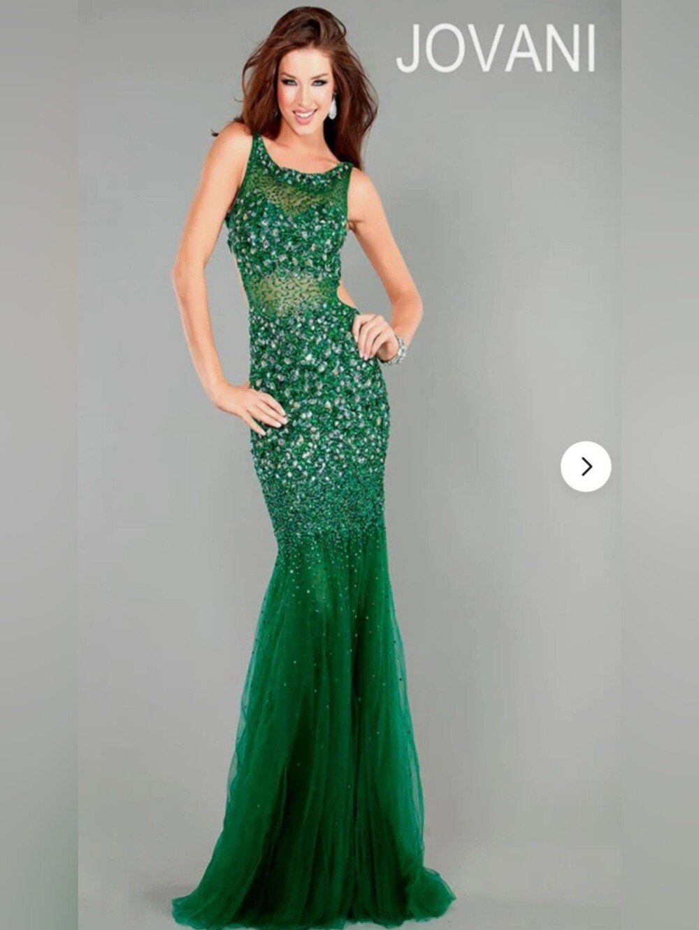 Jovani Emerald Green Beaded Maxi Dress